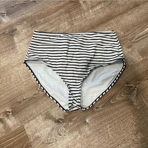 High Waisted Janela Bay Striped Black and White Bikini Bottom
